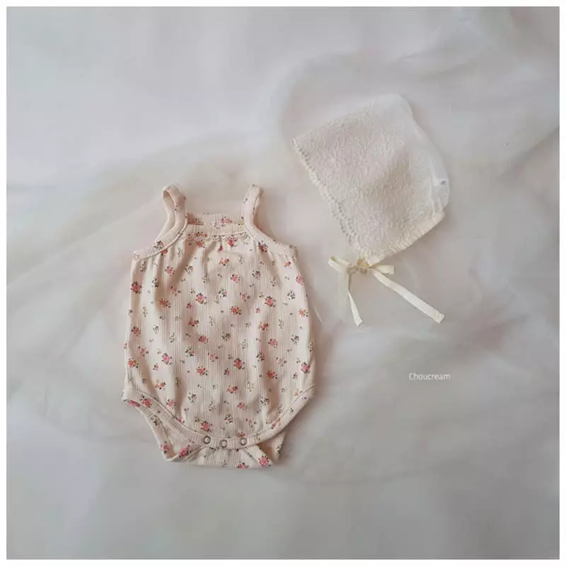 Choucream - Korean Baby Fashion - #onlinebabyboutique - Flower Sleeveless Bodysuit - 11