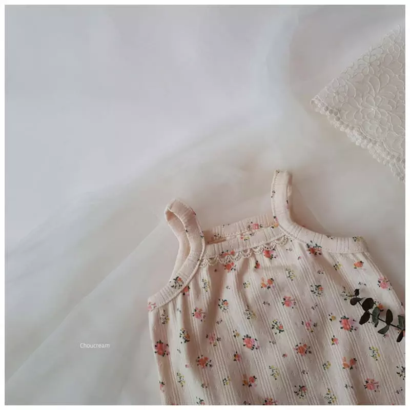 Choucream - Korean Baby Fashion - #onlinebabyshop - Flower Sleeveless Bodysuit - 12
