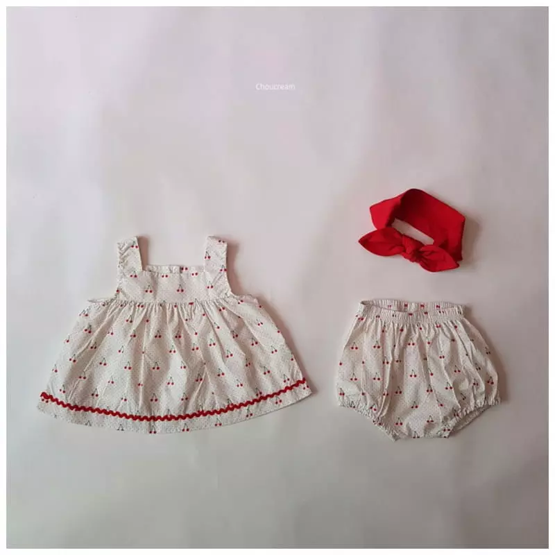 Choucream - Korean Baby Fashion - #smilingbaby - Cherry Cherry Top Bottom Set