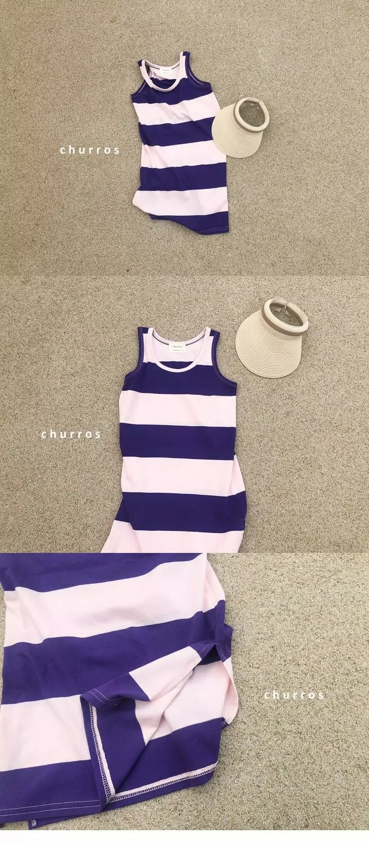 Churros - Korean Children Fashion - #magicofchildhood - Stripes Long One-piece - 2