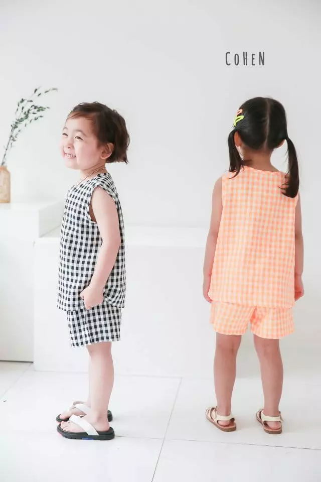 Cohen - Korean Children Fashion - #Kfashion4kids - Check Sleeveless To Bottom Set - 10