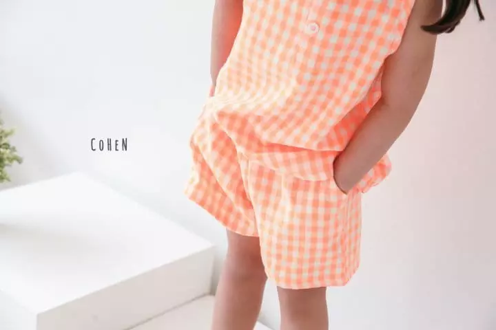 Cohen - Korean Children Fashion - #fashionkids - Check Sleeveless To Bottom Set - 6
