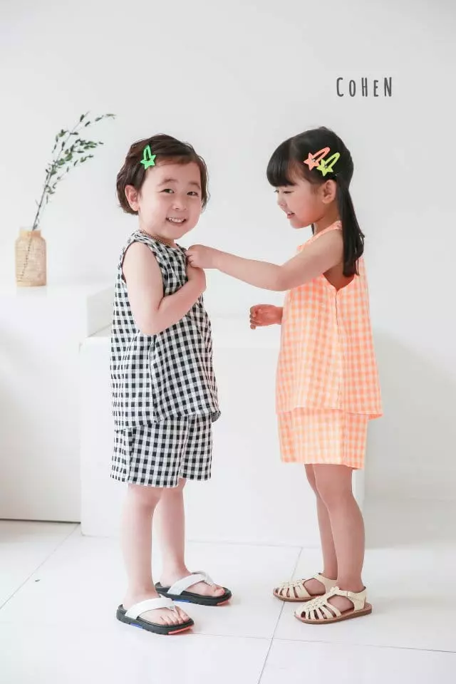 Cohen - Korean Children Fashion - #littlefashionista - Check Sleeveless To Bottom Set - 11