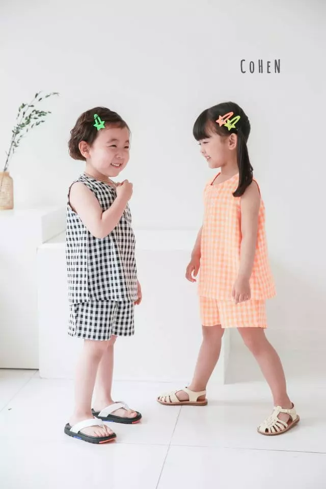 Cohen - Korean Children Fashion - #magicofchildhood - Check Sleeveless To Bottom Set - 12