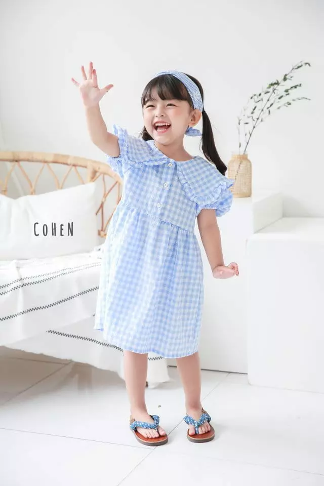 Cohen - Korean Children Fashion - #minifashionista - Check Collar One-piece
