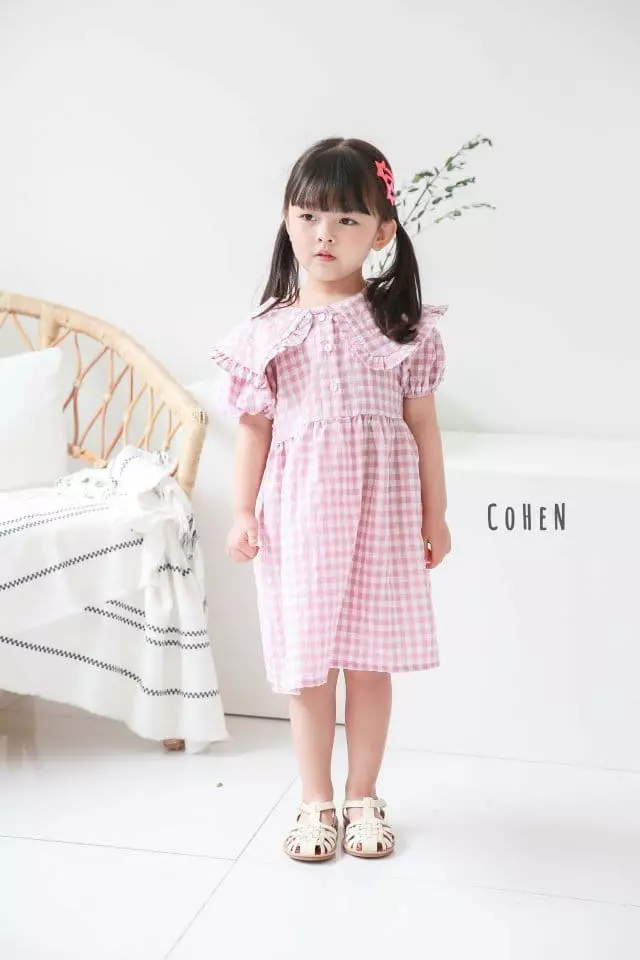 Cohen - Korean Children Fashion - #prettylittlegirls - Check Collar One-piece - 2