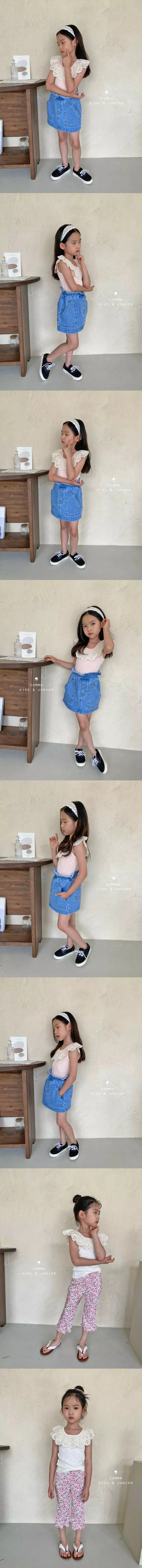 Comma - Korean Children Fashion - #kidsshorts - Lace Rib Sleeveless - 2