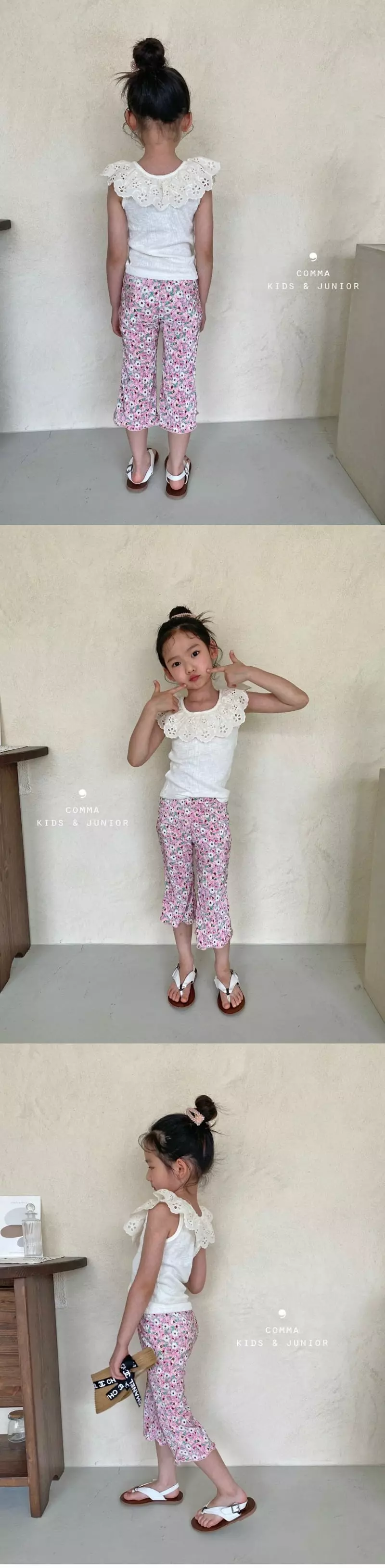 Comma - Korean Children Fashion - #kidsstore - Lace Rib Sleeveless - 3