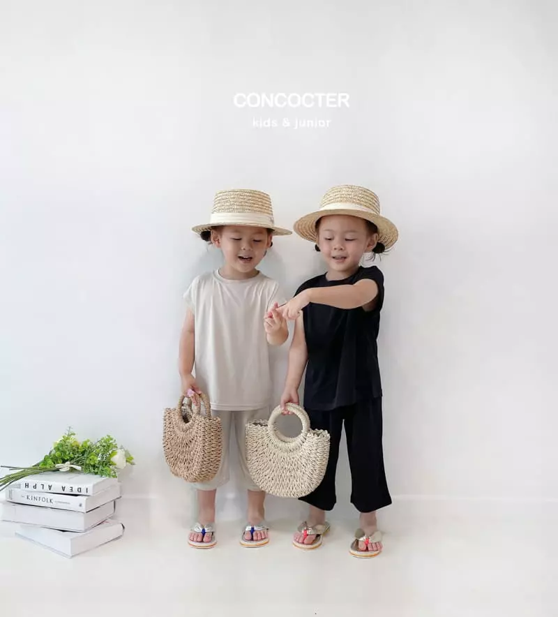 Concocter - Korean Children Fashion - #discoveringself - Cool Noodle Sleeveless Top Bottom Set - 2