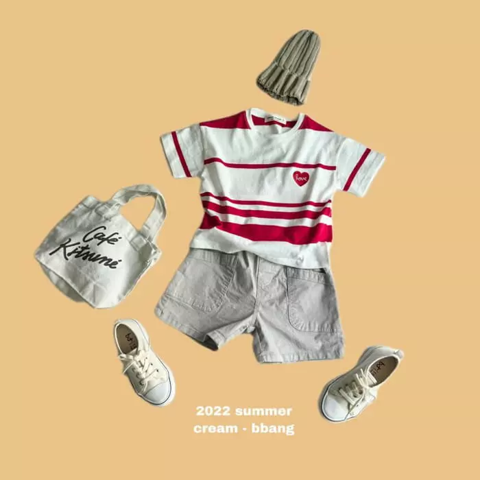 Cream Bbang - Korean Children Fashion - #childofig - Heart Wapen Stripes Tee