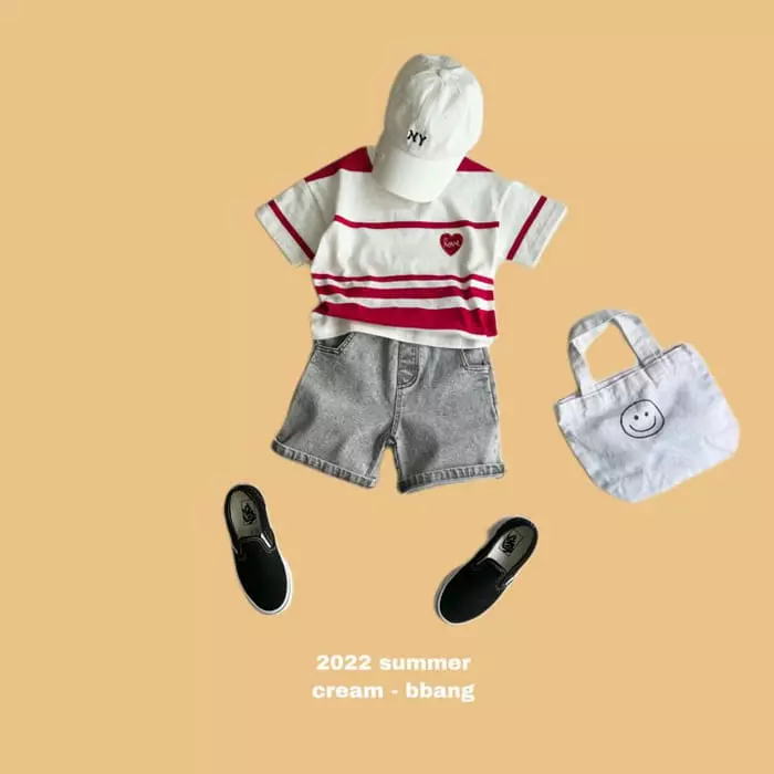 Cream Bbang - Korean Children Fashion - #childrensboutique - Heart Wapen Stripes Tee - 3