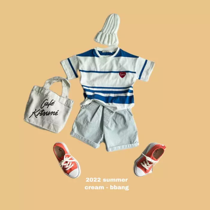 Cream Bbang - Korean Children Fashion - #childrensboutique - Heart Wapen Stripes Tee - 4