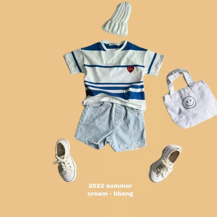 Cream Bbang - Korean Children Fashion - #fashionkids - Heart Wapen Stripes Tee - 6