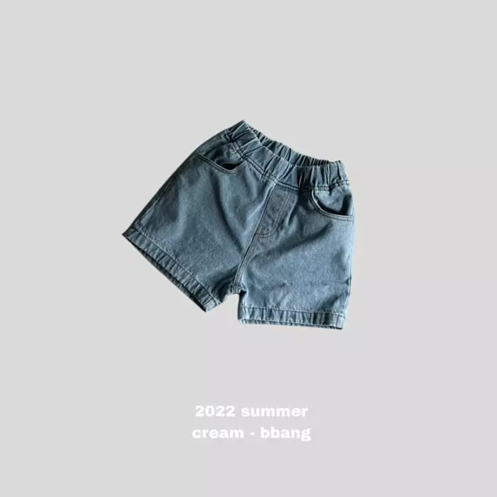 Cream Bbang - Korean Children Fashion - #fashionkids - Denim Basic Shorts