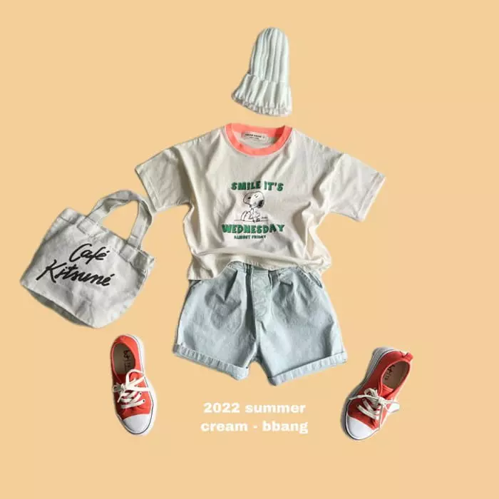 Cream Bbang - Korean Children Fashion - #kidsshorts - Smile Eri Tee - 5