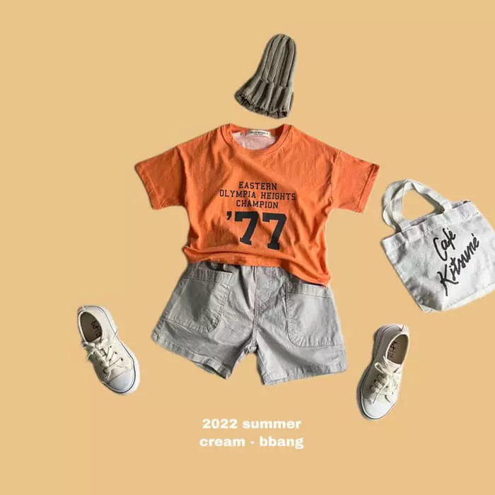 Cream Bbang - Korean Children Fashion - #kidsshorts - Champion Pigmnet Tee - 2