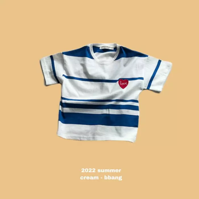 Cream Bbang - Korean Children Fashion - #kidsstore - Heart Wapen Stripes Tee - 8