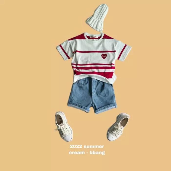 Cream Bbang - Korean Children Fashion - #kidzfashiontrend - Heart Wapen Stripes Tee - 9