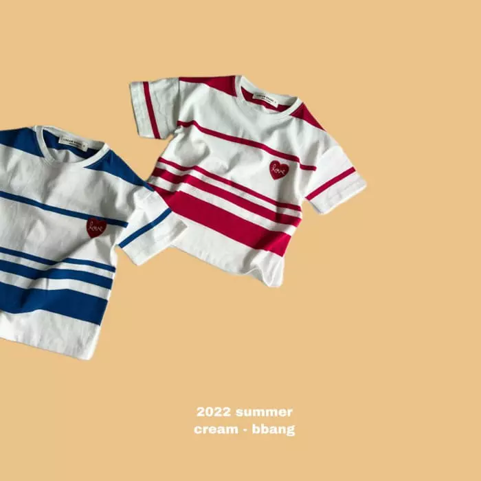 Cream Bbang - Korean Children Fashion - #littlefashionista - Heart Wapen Stripes Tee - 11