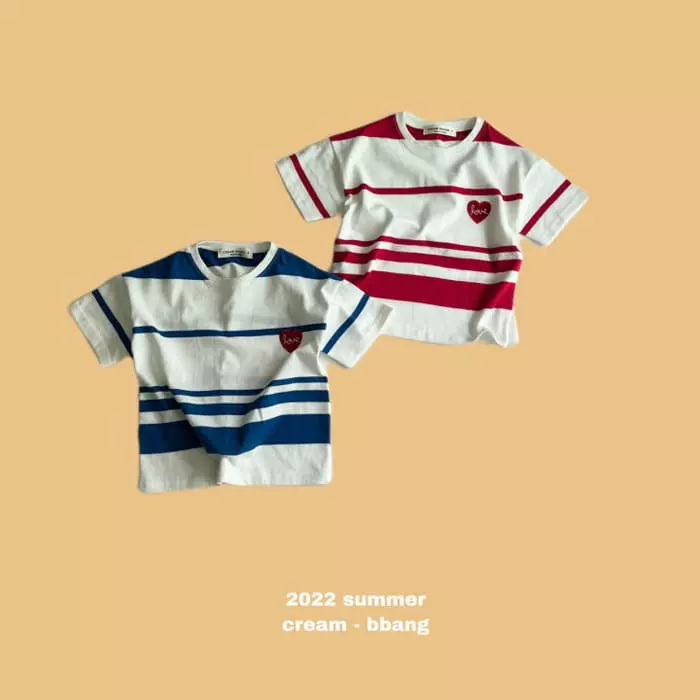 Cream Bbang - Korean Children Fashion - #magicofchildhood - Heart Wapen Stripes Tee - 12