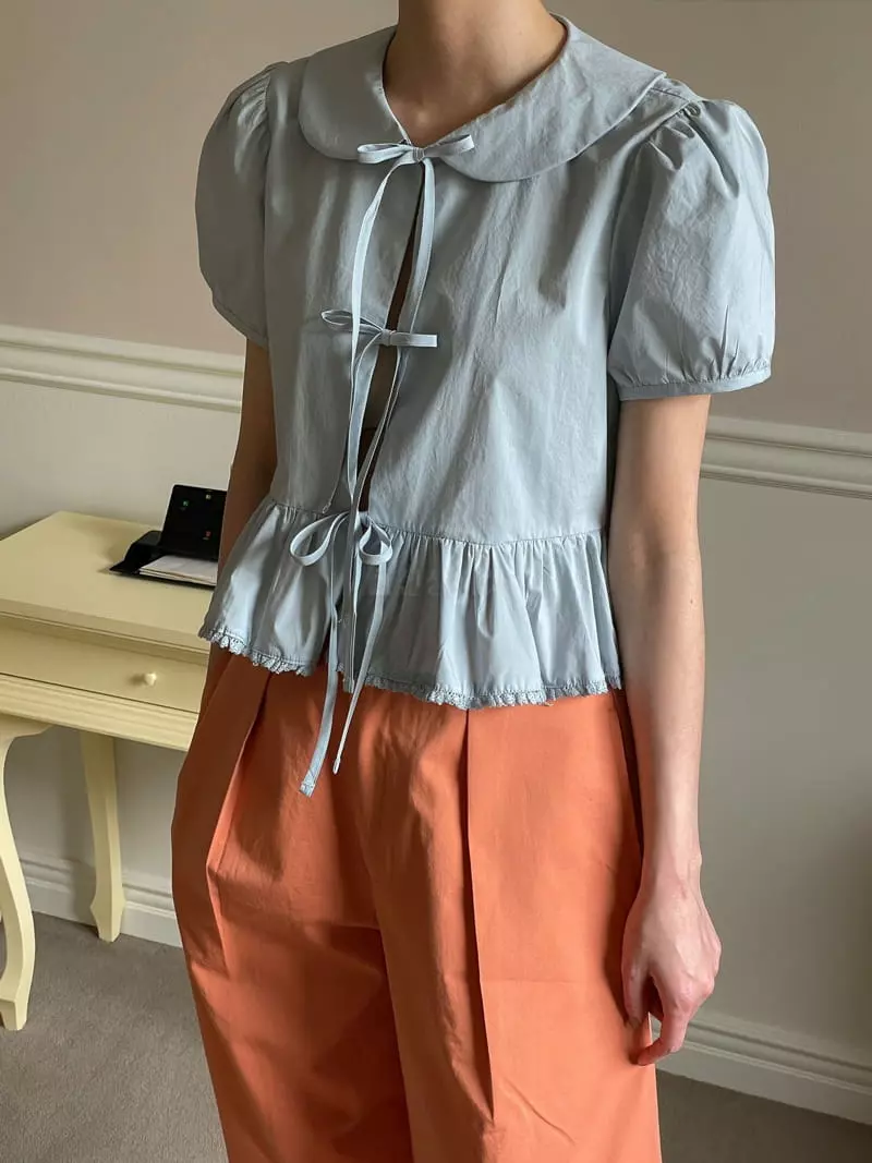 Dailyjud - Korean Women Fashion - #momslook - Puff Ribbon Blouse - 2