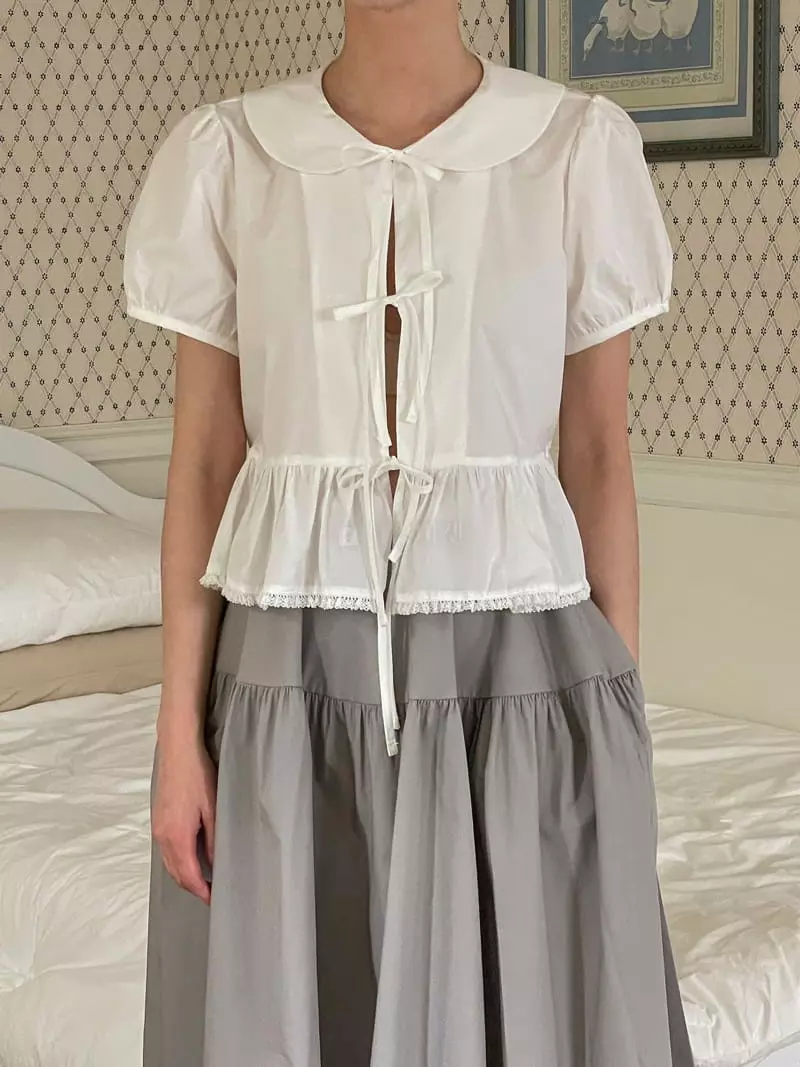 Dailyjud - Korean Women Fashion - #womensfashion - Puff Ribbon Blouse - 4