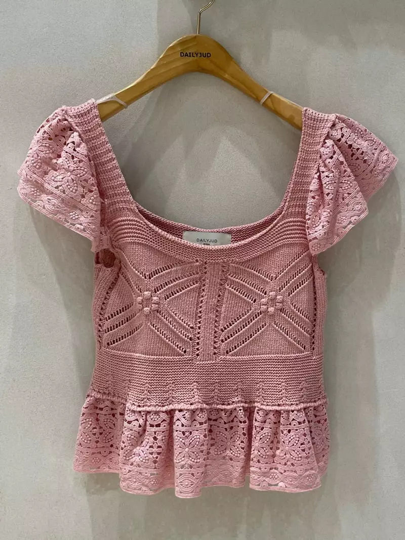 Dailyjud - Korean Women Fashion - #momslook - Crose Lace Knit Sleeveless - 5