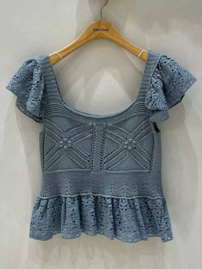 Dailyjud - Korean Women Fashion - #momslook - Crose Lace Knit Sleeveless - 7