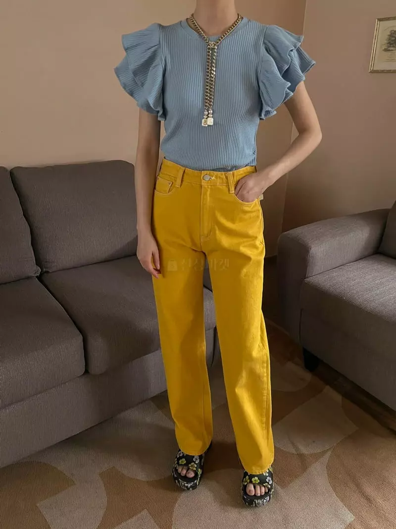 Dailyjud - Korean Women Fashion - #romanticstyle - Sleeves Frill Tee