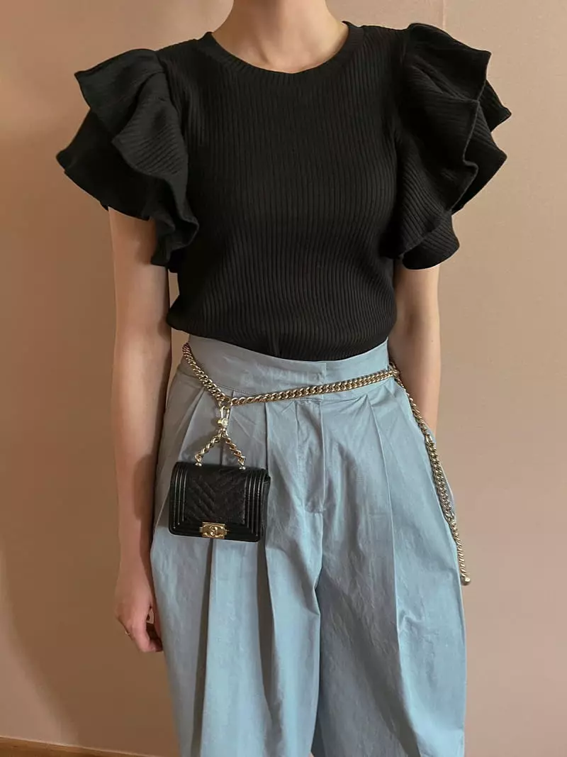 Dailyjud - Korean Women Fashion - #shopsmall - Sleeves Frill Tee - 2