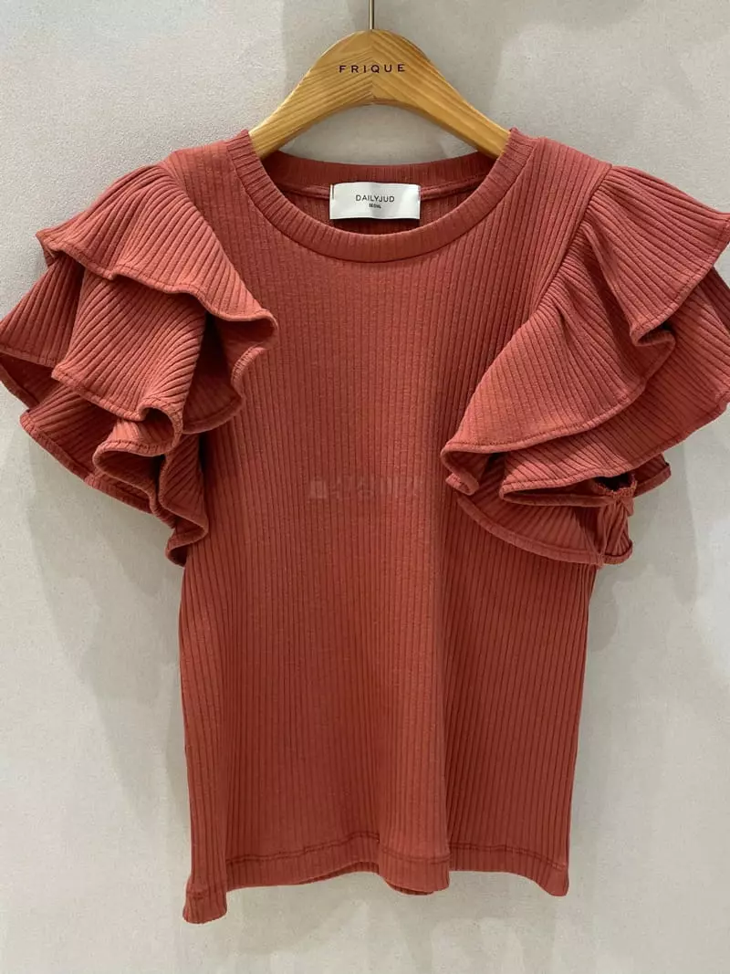 Dailyjud - Korean Women Fashion - #thatsdarling - Sleeves Frill Tee - 3