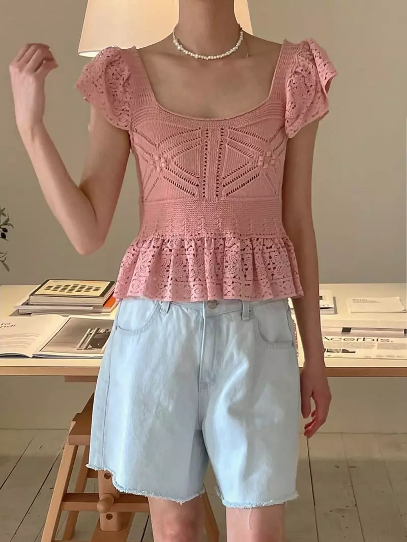 Dailyjud - Korean Women Fashion - #thelittlethings - Crose Lace Knit Sleeveless - 2