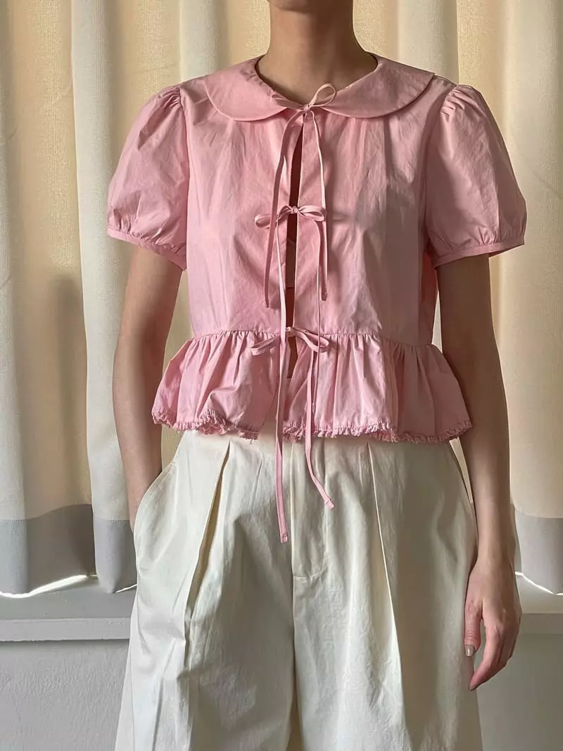 Dailyjud - Korean Women Fashion - #womensfashion - Puff Ribbon Blouse
