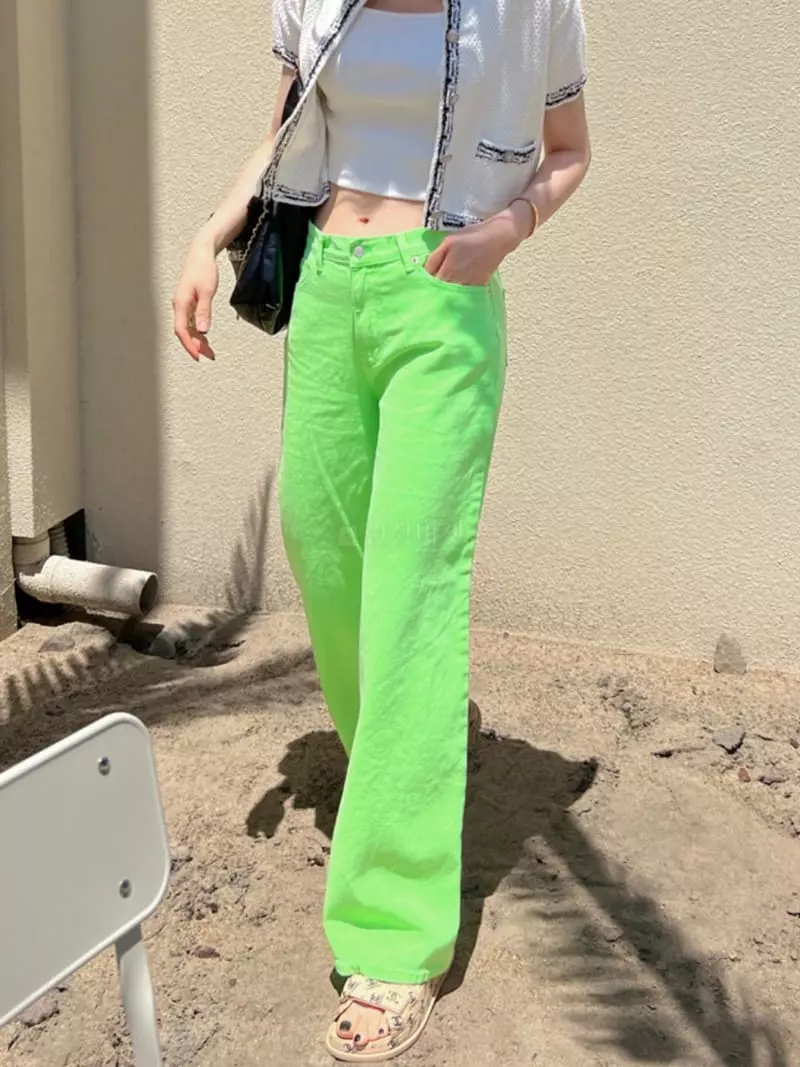 Dailyjud - Korean Women Fashion - #womensfashion - Neon Wide Jeans - 2