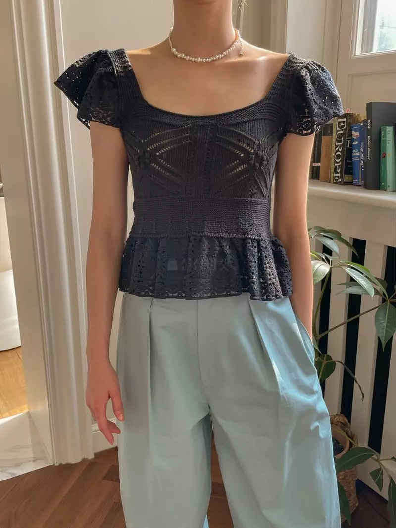 Dailyjud - Korean Women Fashion - #momslook - Crose Lace Knit Sleeveless - 4
