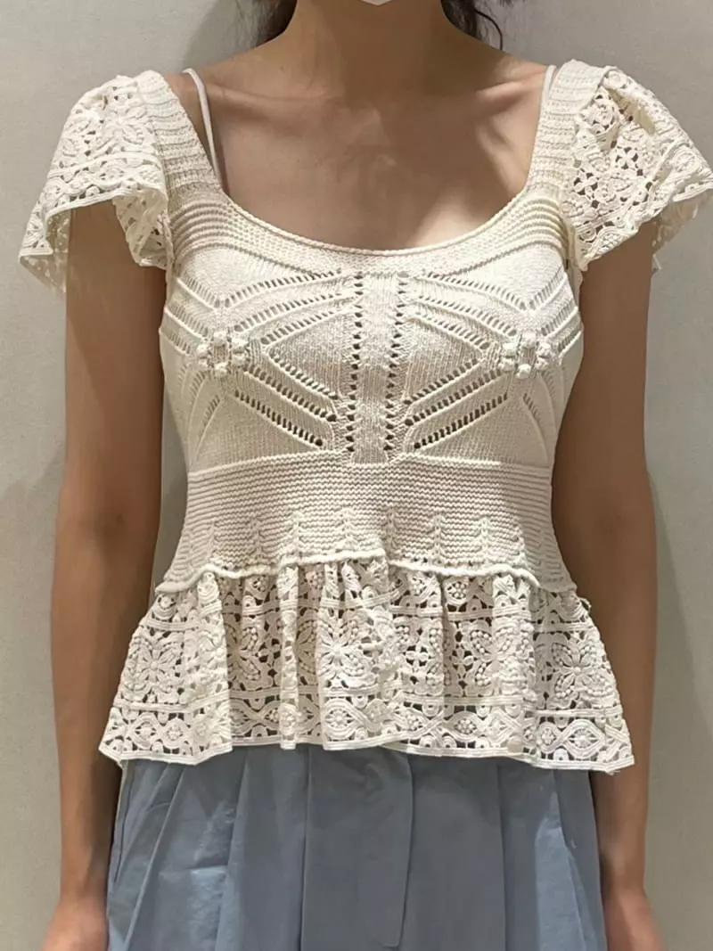 Dailyjud - Korean Women Fashion - #womensfashion - Crose Lace Knit Sleeveless - 6