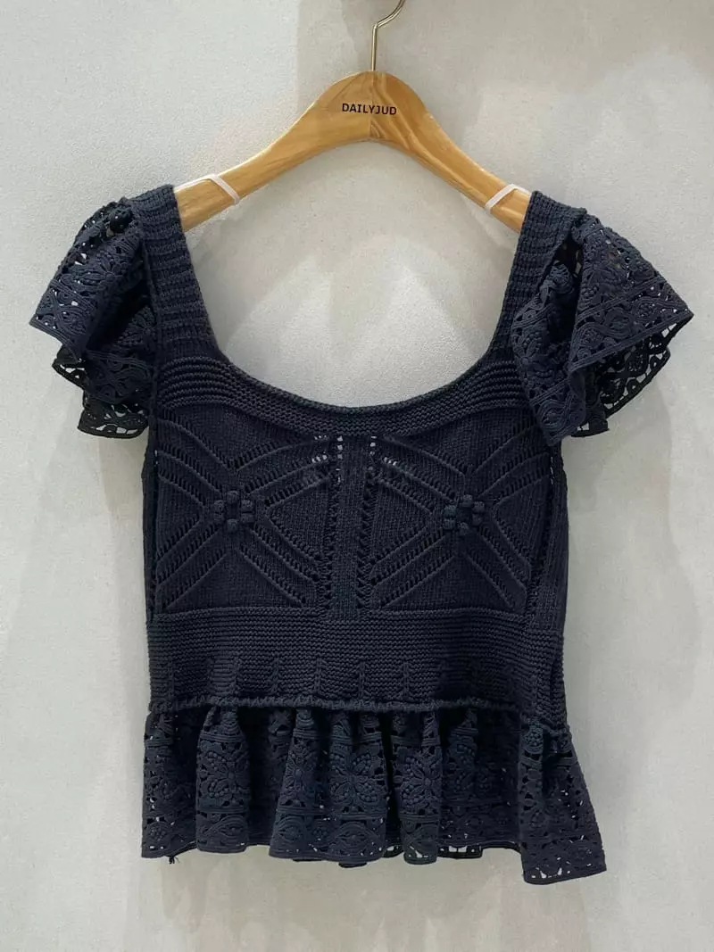 Dailyjud - Korean Women Fashion - #womensfashion - Crose Lace Knit Sleeveless - 8