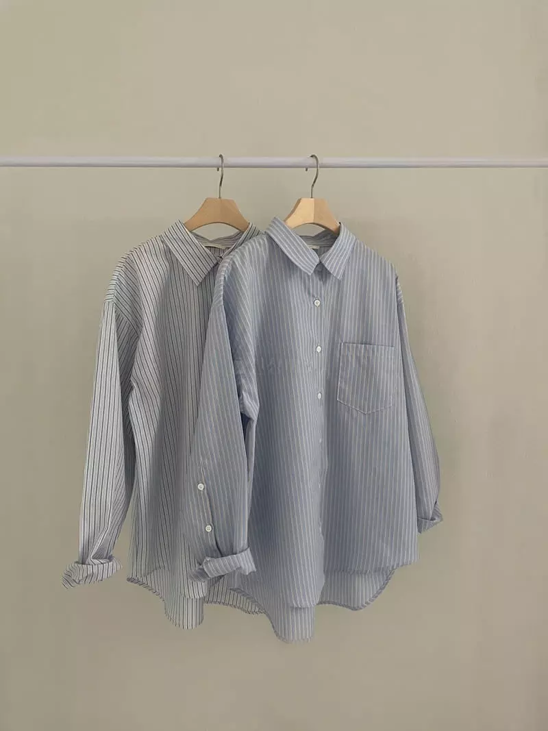 Enten - Korean Women Fashion - #womensfashion - Cream Stripes Shirt - 4
