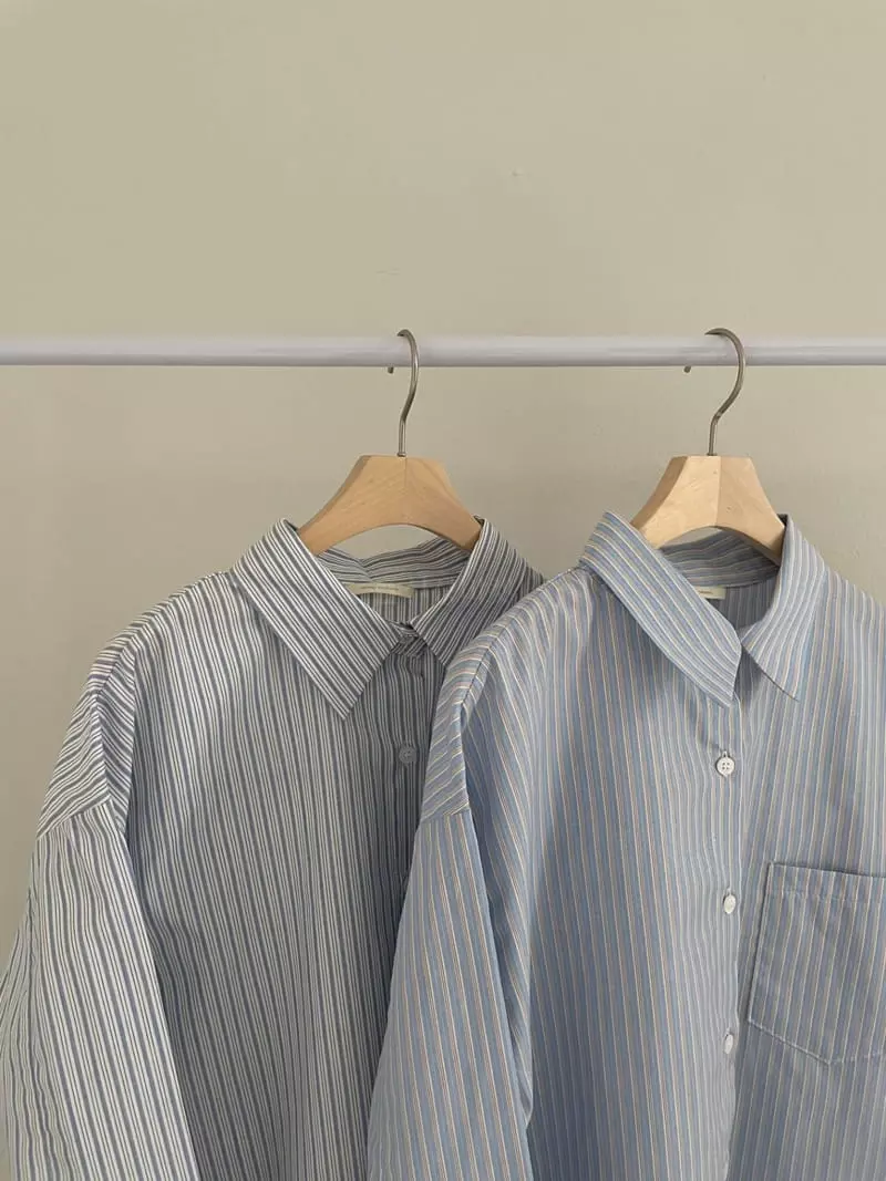 Enten - Korean Women Fashion - #womensfashion - Cream Stripes Shirt - 3