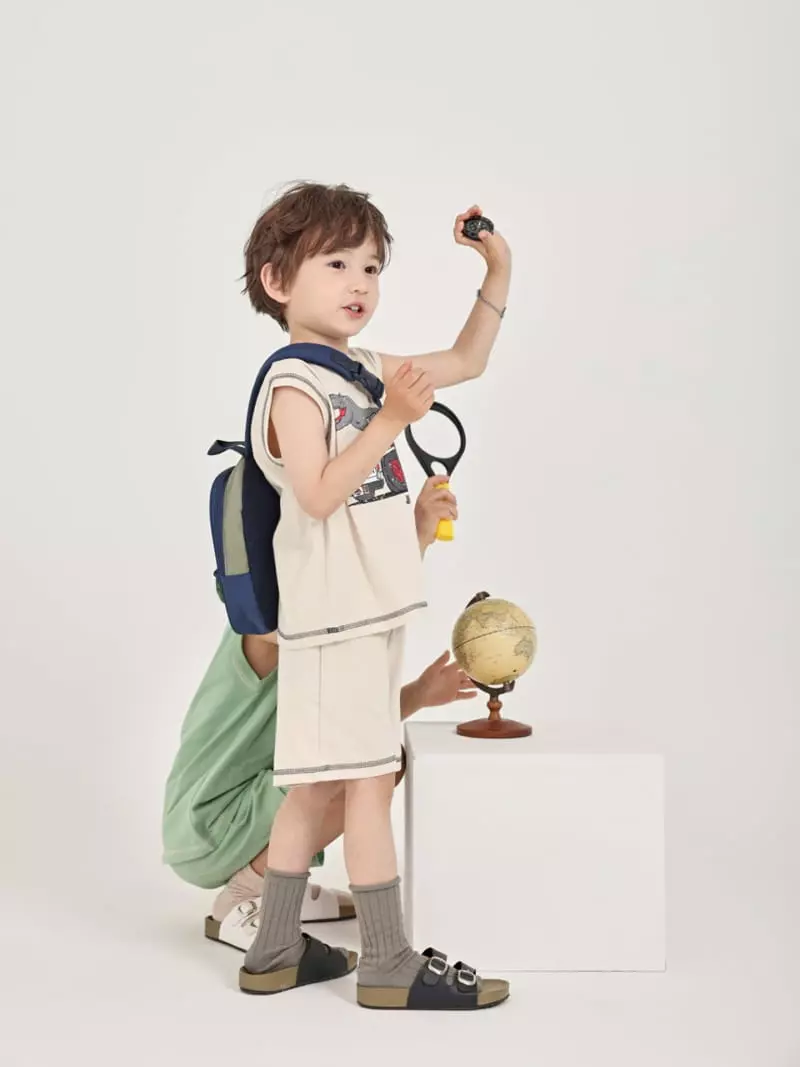 Fashion King - Korean Children Fashion - #childofig - Jurassic Sleeveless Top Bottom Set - 5