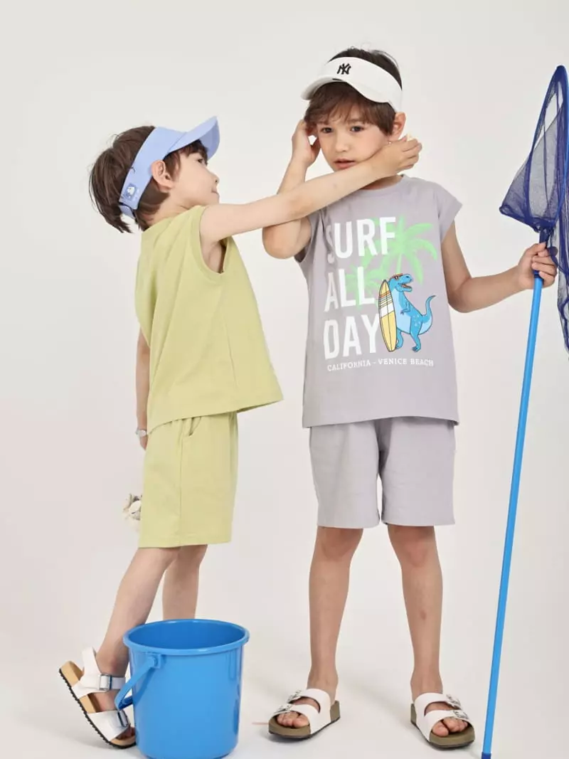 Fashion King - Korean Children Fashion - #childrensboutique - Surf Day Sleeveless Bottom Set - 7