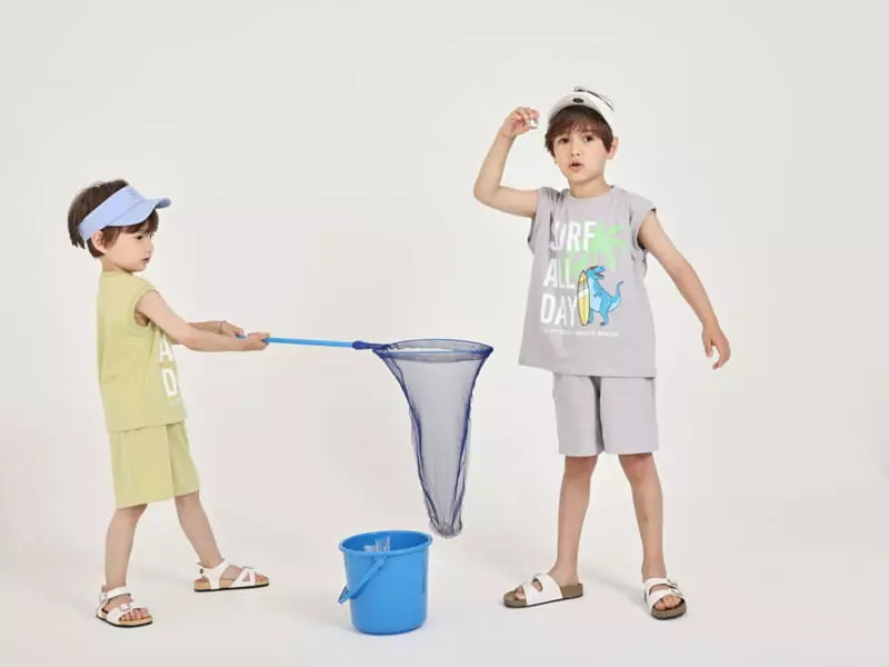 Fashion King - Korean Children Fashion - #designkidswear - Surf Day Sleeveless Bottom Set - 8