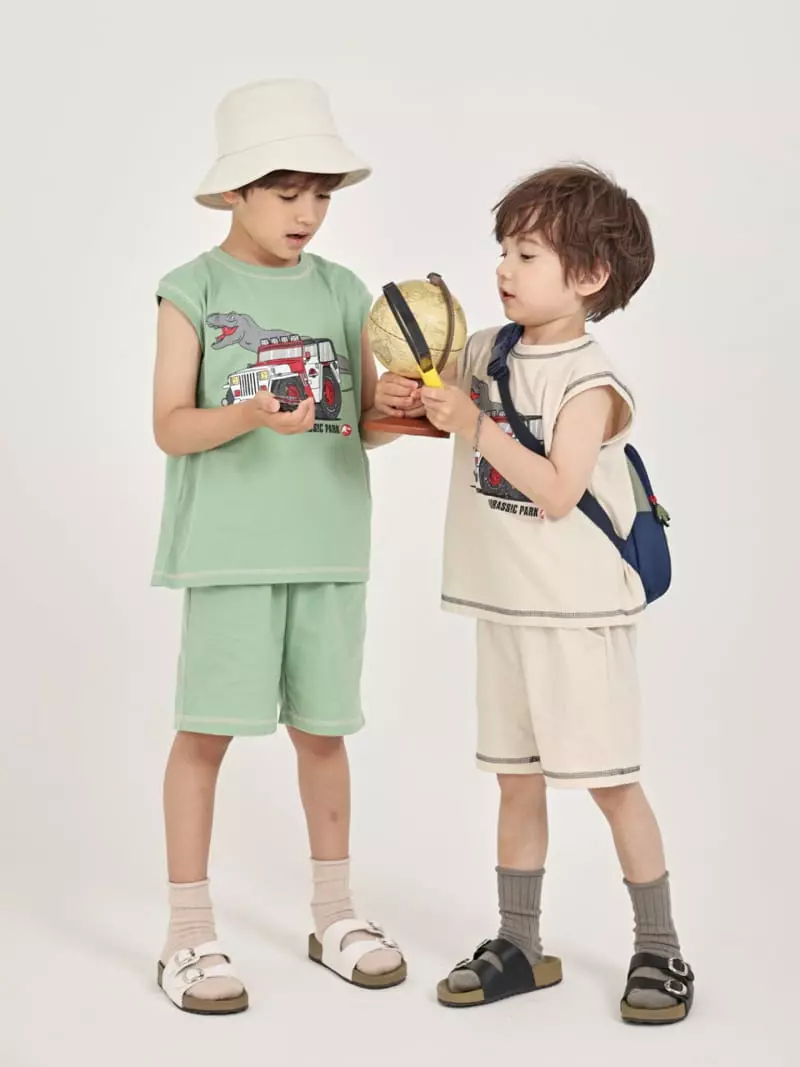 Fashion King - Korean Children Fashion - #fashionkids - Jurassic Sleeveless Top Bottom Set - 9