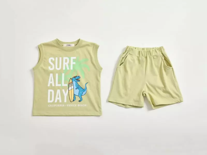 Fashion King - Korean Children Fashion - #kidsshorts - Surf Day Sleeveless Bottom Set - 11