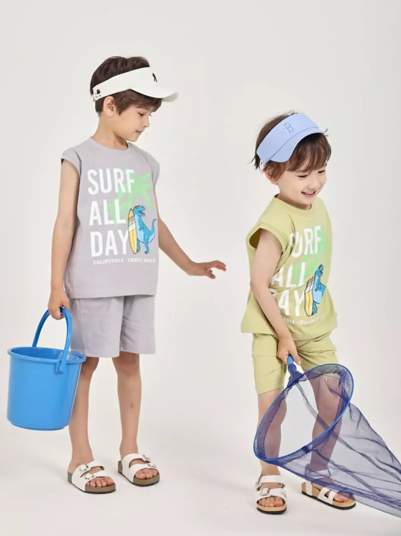 Fashion King - Korean Children Fashion - #minifashionista - Surf Day Sleeveless Bottom Set