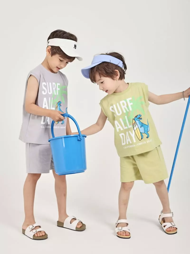 Fashion King - Korean Children Fashion - #prettylittlegirls - Surf Day Sleeveless Bottom Set - 2
