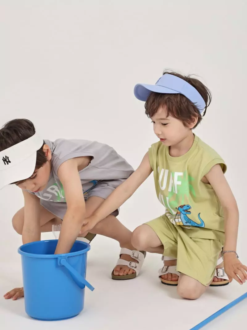 Fashion King - Korean Children Fashion - #stylishchildhood - Surf Day Sleeveless Bottom Set - 5