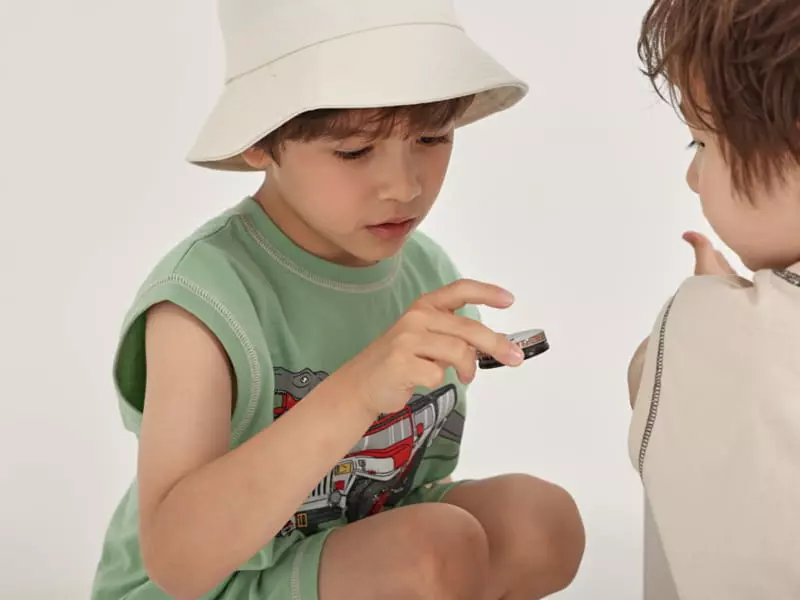 Fashion King - Korean Children Fashion - #todddlerfashion - Jurassic Sleeveless Top Bottom Set - 2