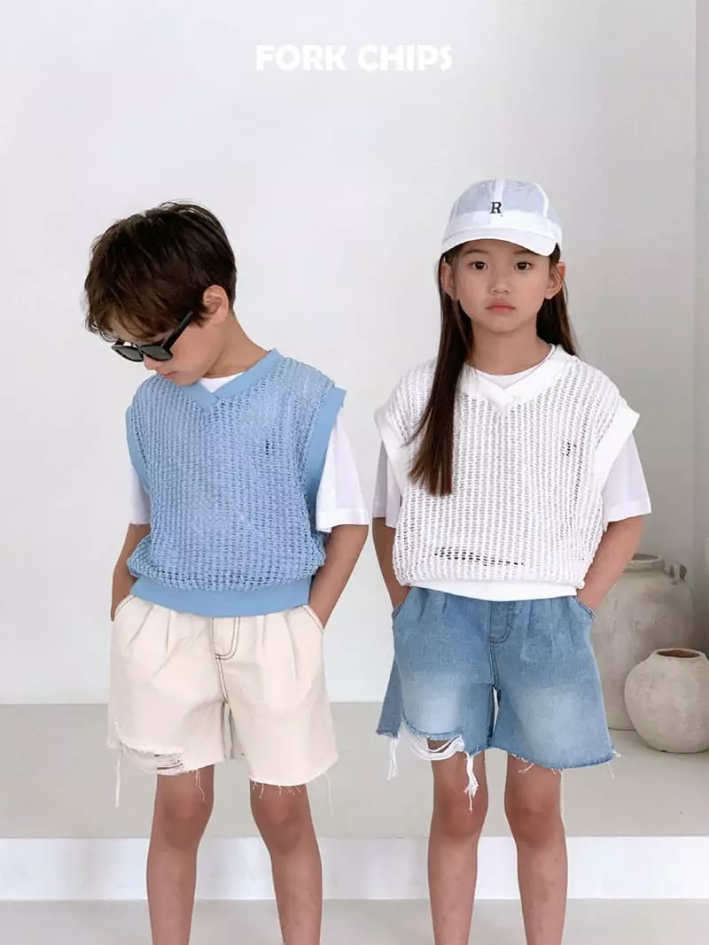 Fork Chips - Korean Children Fashion - #Kfashion4kids - Square Knit Vest - 8