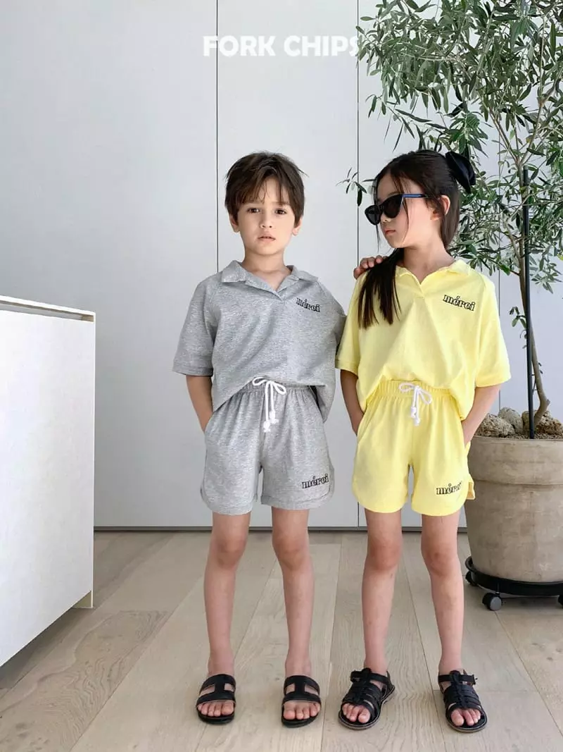 Fork Chips - Korean Children Fashion - #stylishchildhood - Merci Top Bottom Set - 4